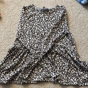 Gaze Black and White Leopard A-Line Skirt